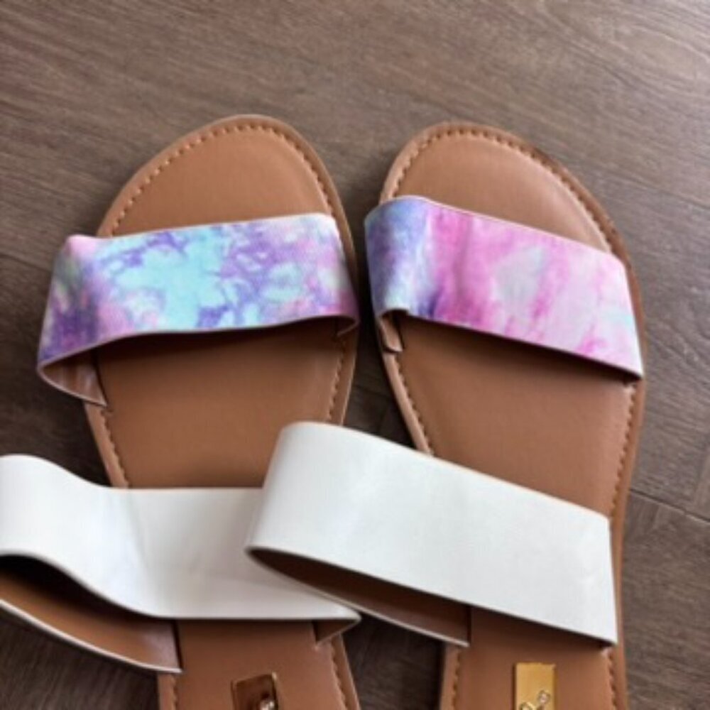 NWT Qupid Athena Sandals- Pink Tie Dye - Picture 7 of 7